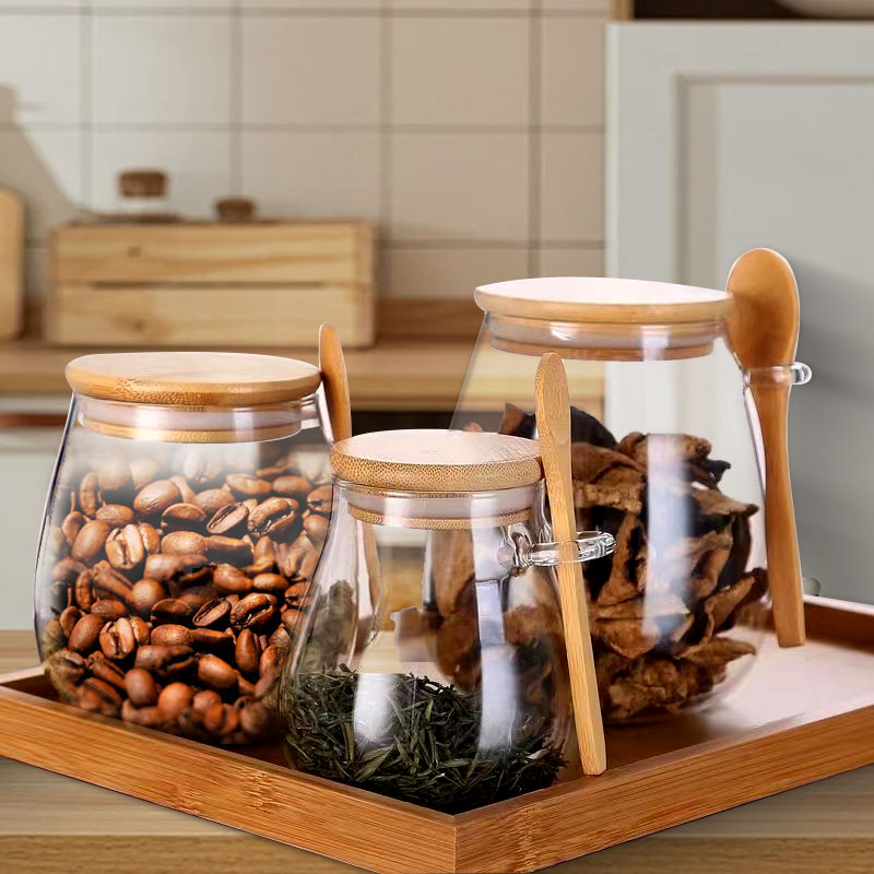 Coffee Tea And Sugar Canister Set - 34oz gelas tertutup dengan sendok dan