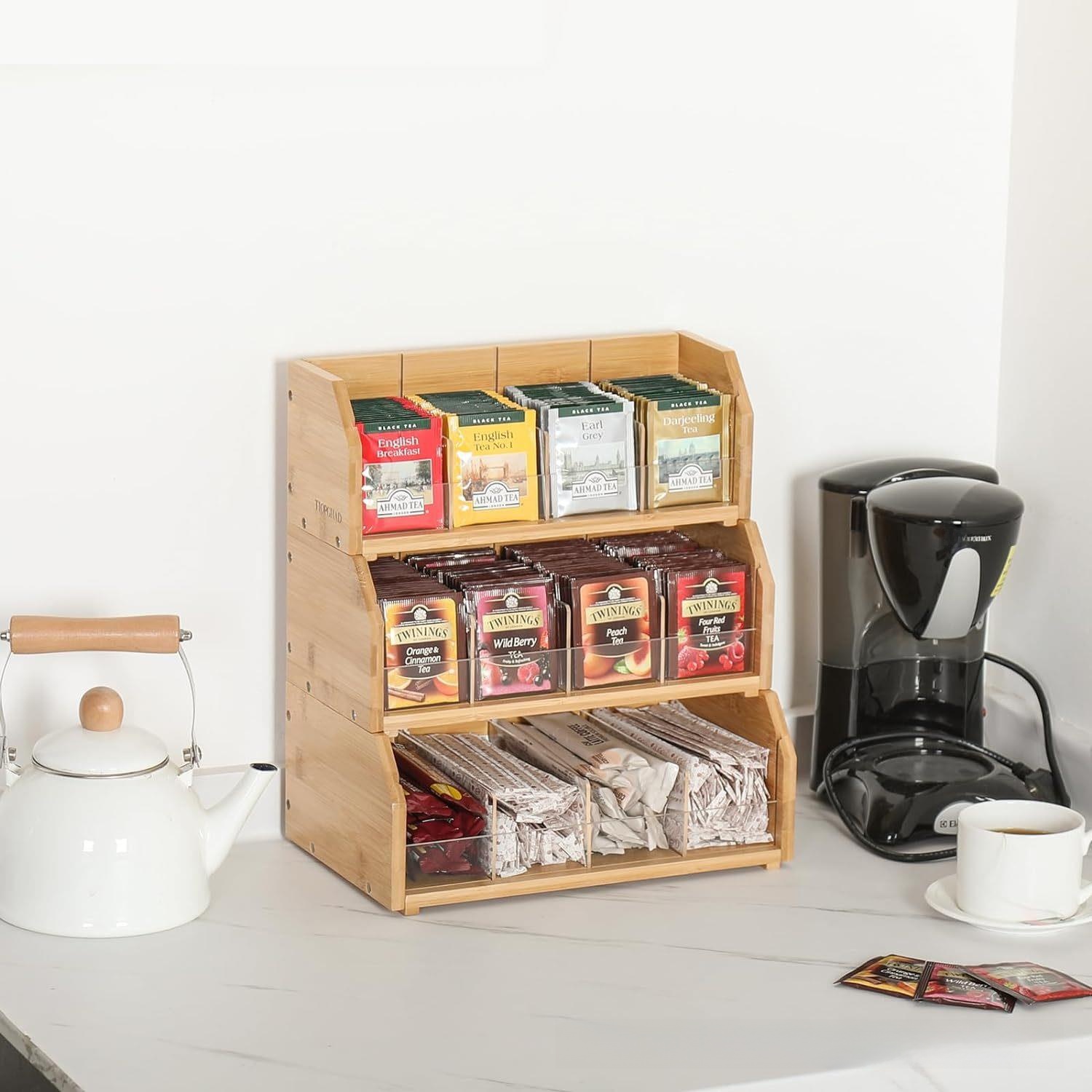 Coffee Tea Box - Kotak Penyimpanan Kantong Teh Bambu Rak