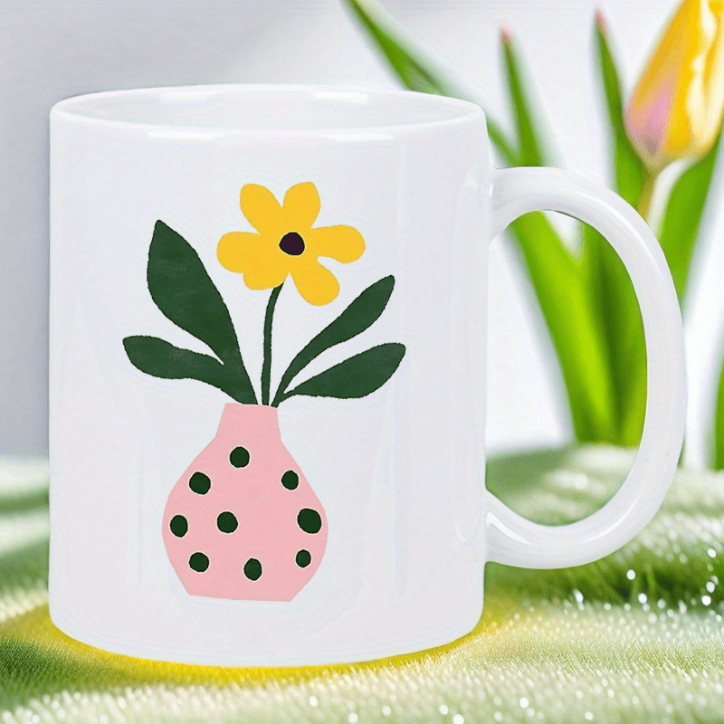 Morning Tea Coffee - Mug Keramik dengan Desain Vas Pink
