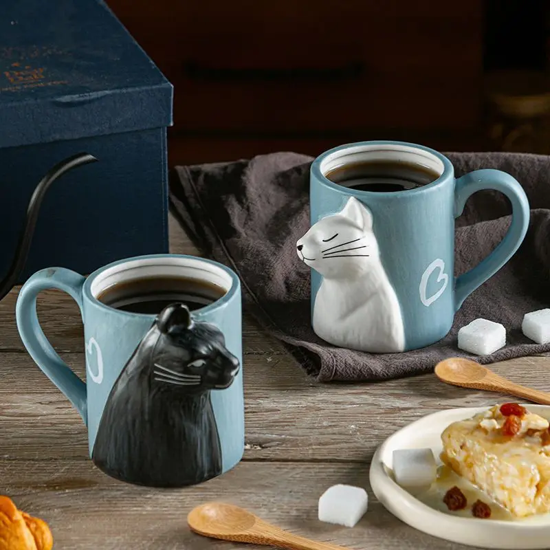 Morning Tea Coffee - 1 Buah Mug Keramik Kiss Cat