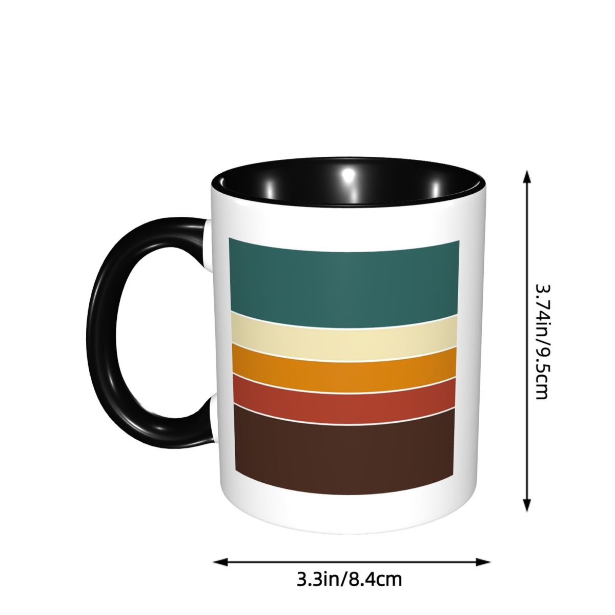Mug Keramik Bergaris Retro Vin - Coffee Tea Icon ulasan dan harga