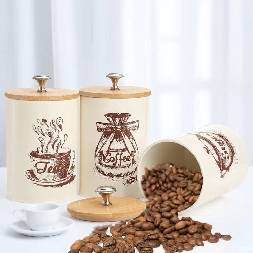 3 Buah Set Kaleng Kopi Logam K - Coffee Tea And Sugar Canister Set ulasan dan harga