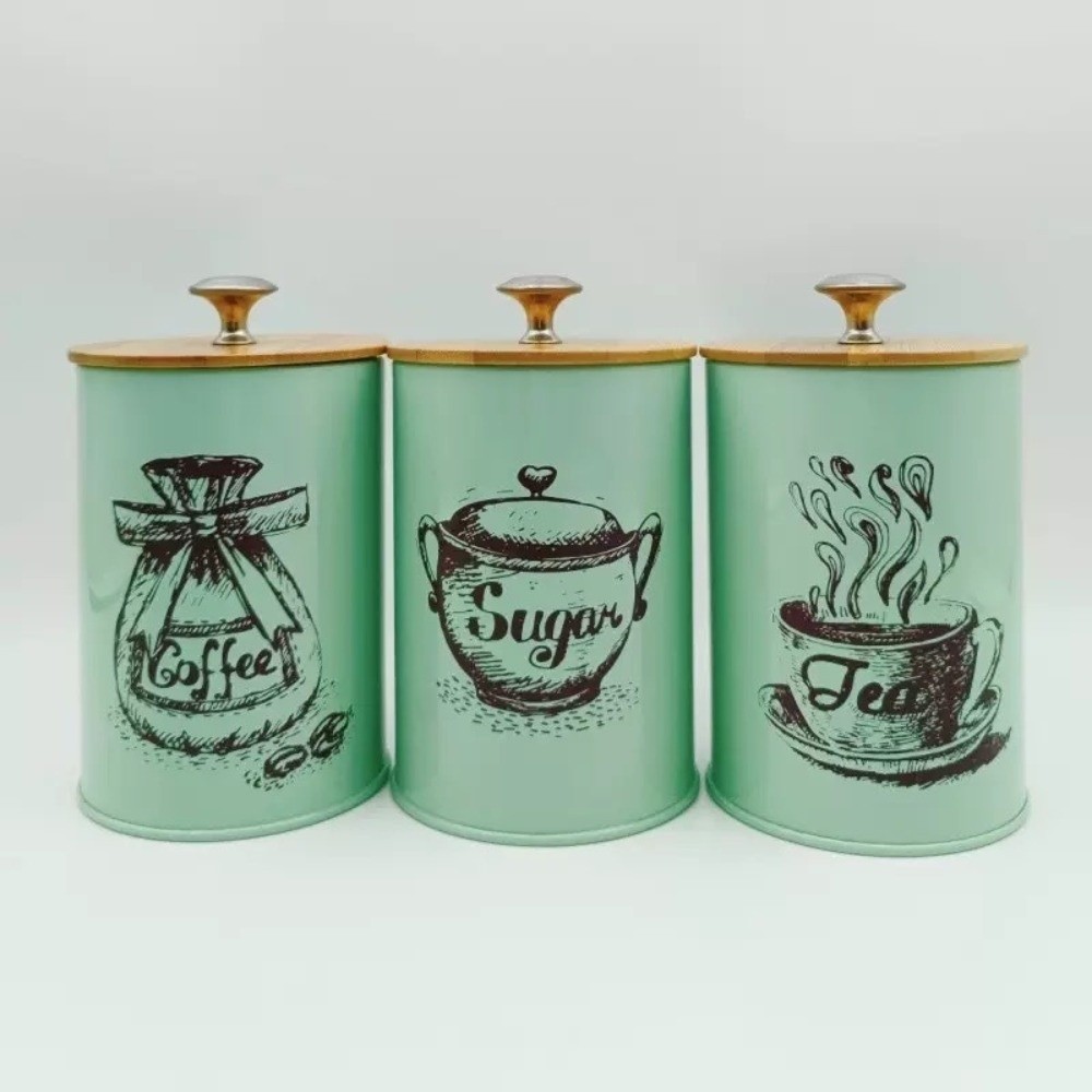 3 Buah Set Kaleng Kopi Logam K - Coffee Tea And Sugar Canister Set ulasan dan harga
