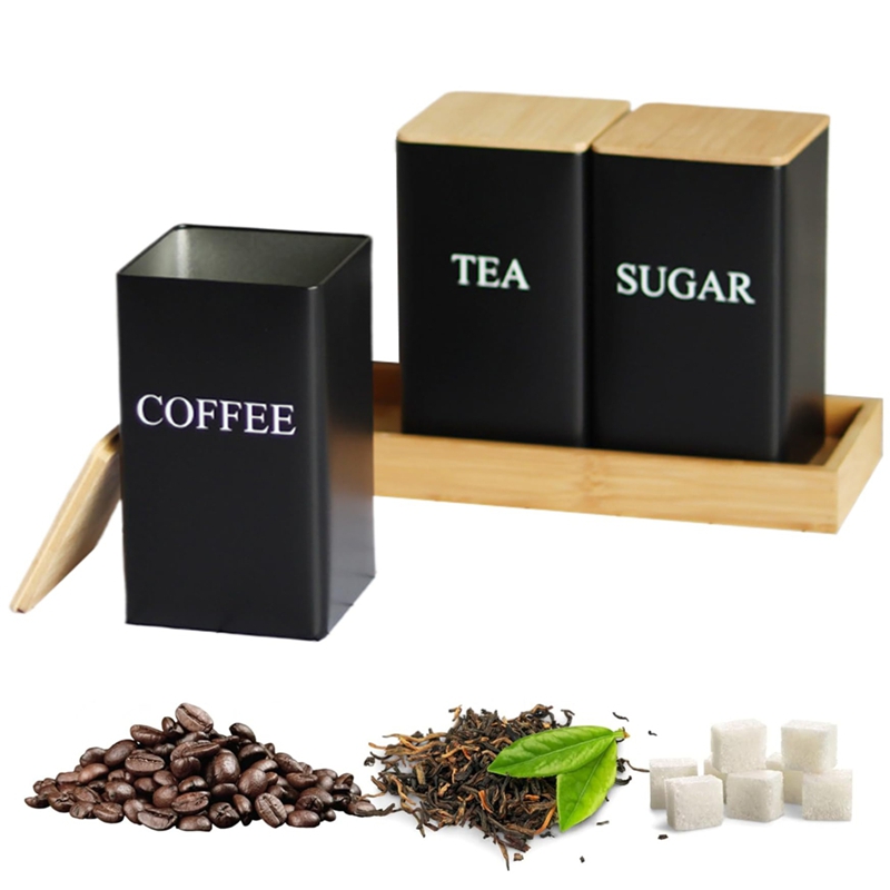 Set 3 Buah Wadah Teh Kopi Gula - Coffee Tea And Sugar Canister Set ulasan dan harga