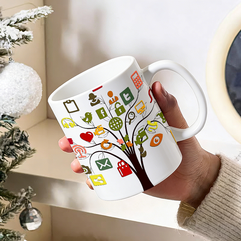 Cangkir Keramik Pohon Kreatif  - Coffee Tea Icon ulasan dan harga